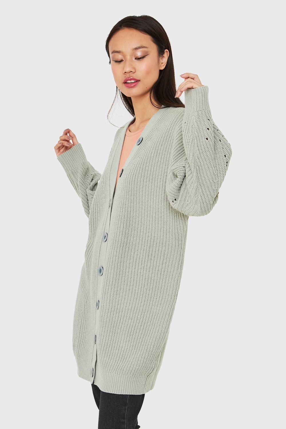 Cárdigan Básico Oversize Menta Nicopoly-2