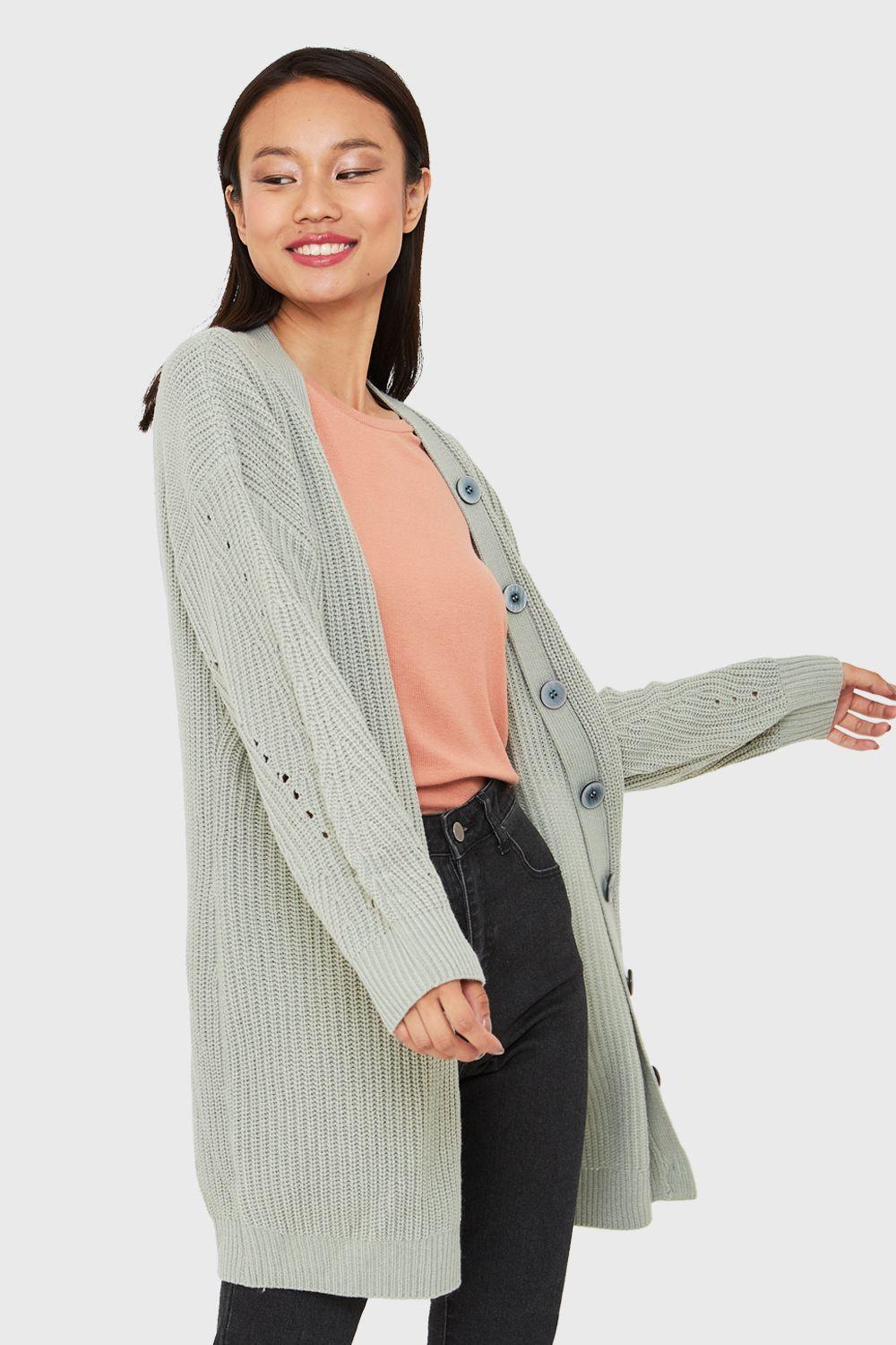 Cárdigan Básico Oversize Menta Nicopoly-0