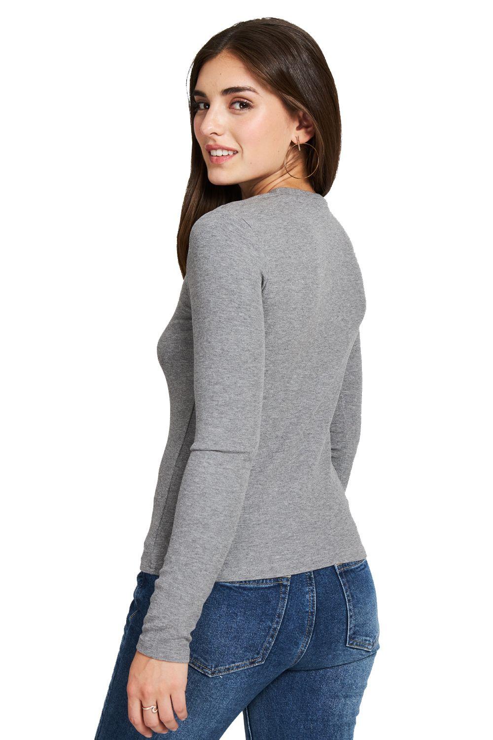 Polera Básica Acanalada Gris Nicopoly-3