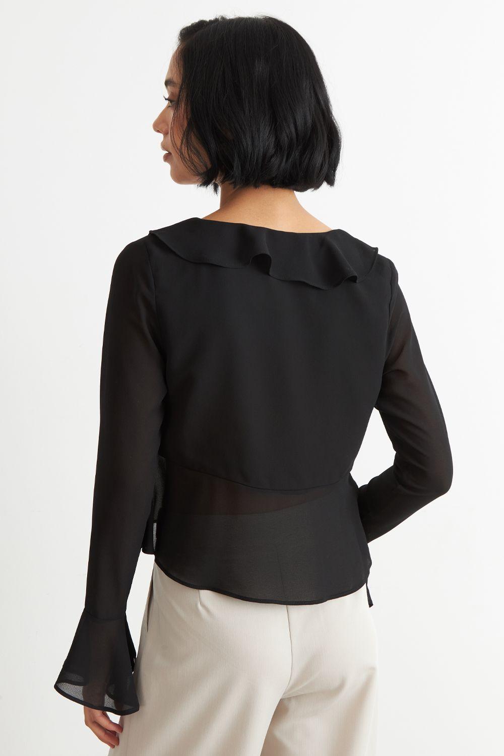 Blusa Vuelos Manga Larga Negro Nicopoly-3