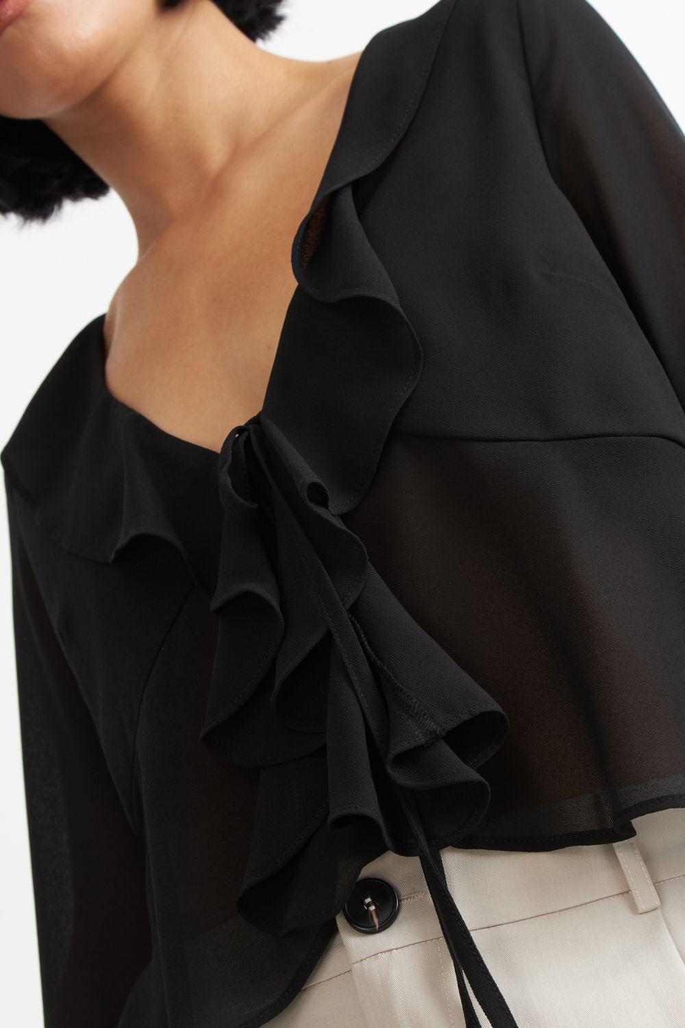 Blusa Vuelos Manga Larga Negro Nicopoly-5