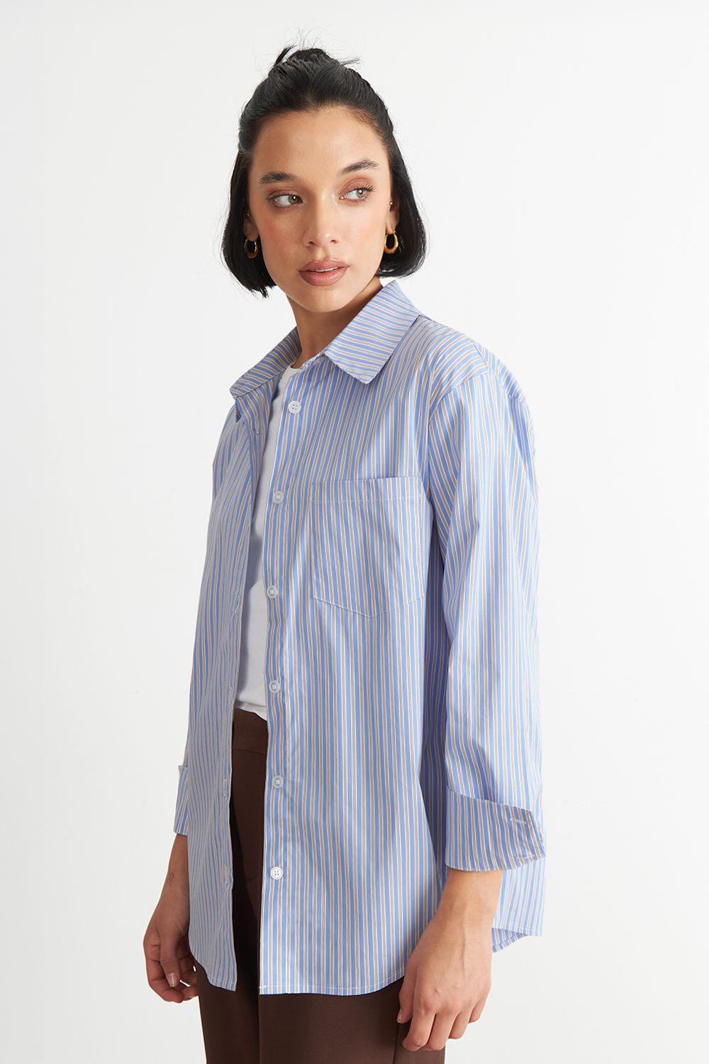 Camisa Rayas Celeste Nicopoly-2