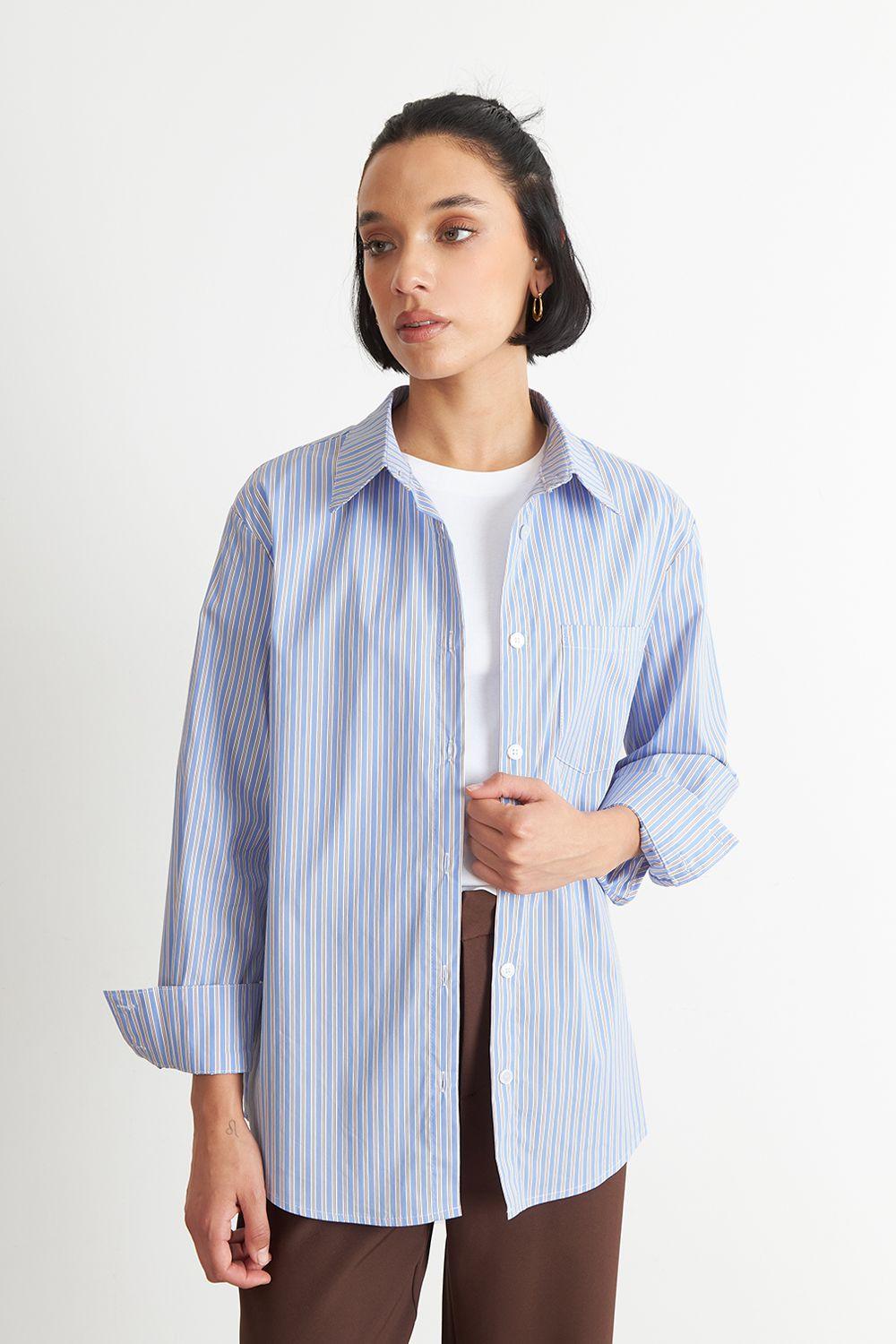 Camisa Rayas Celeste Nicopoly-4