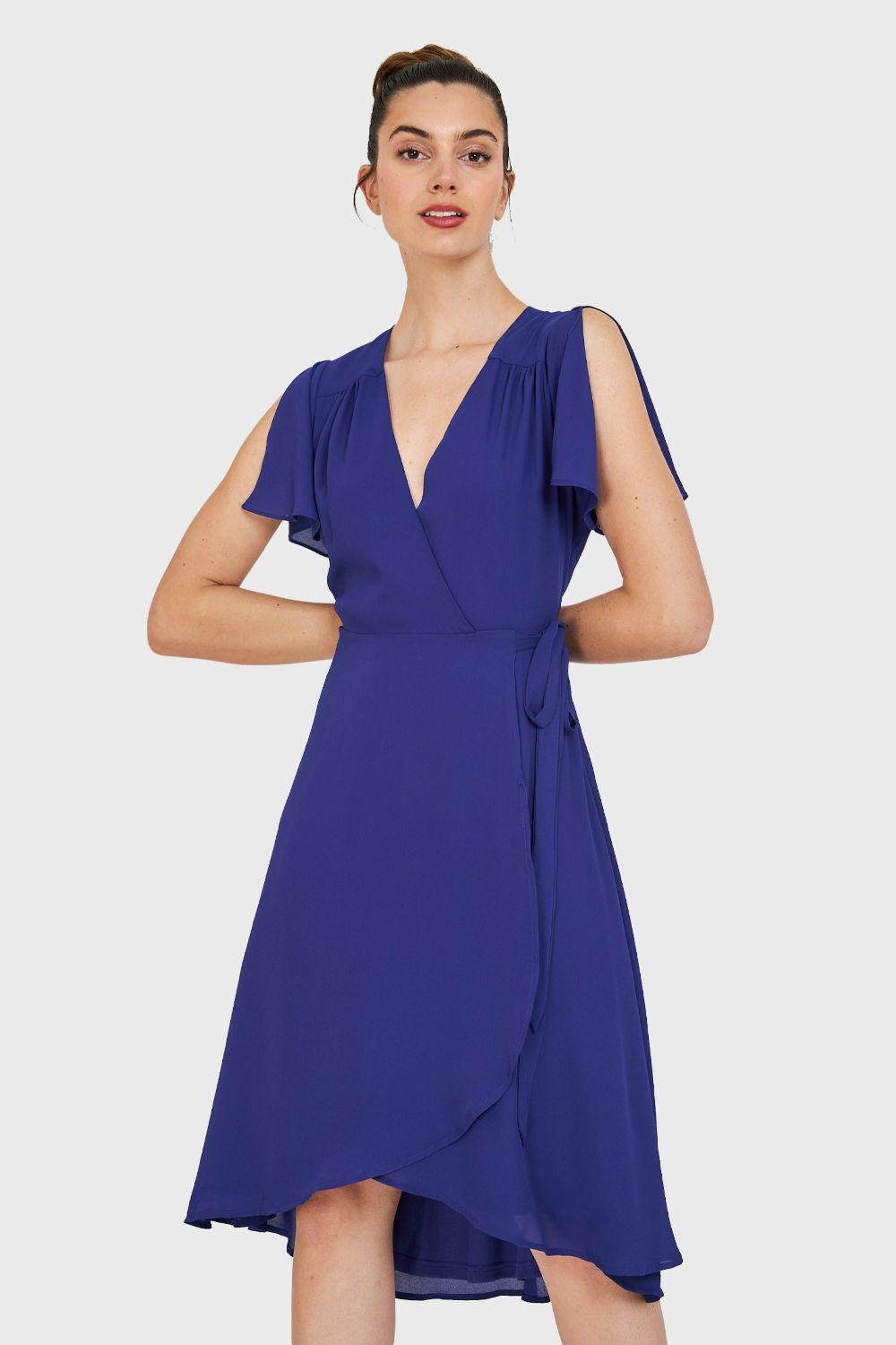 Vestido Envolvente Lazo Azul Eléctrico Nicopoly-0