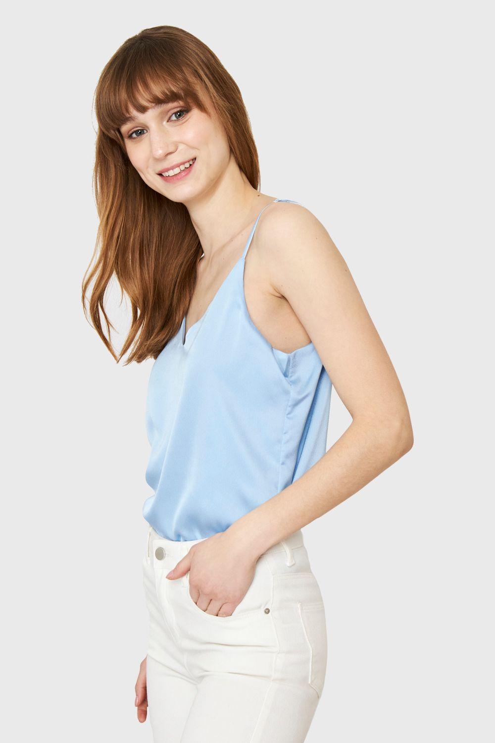 Top Tipo Satín Celeste Nicopoly-2