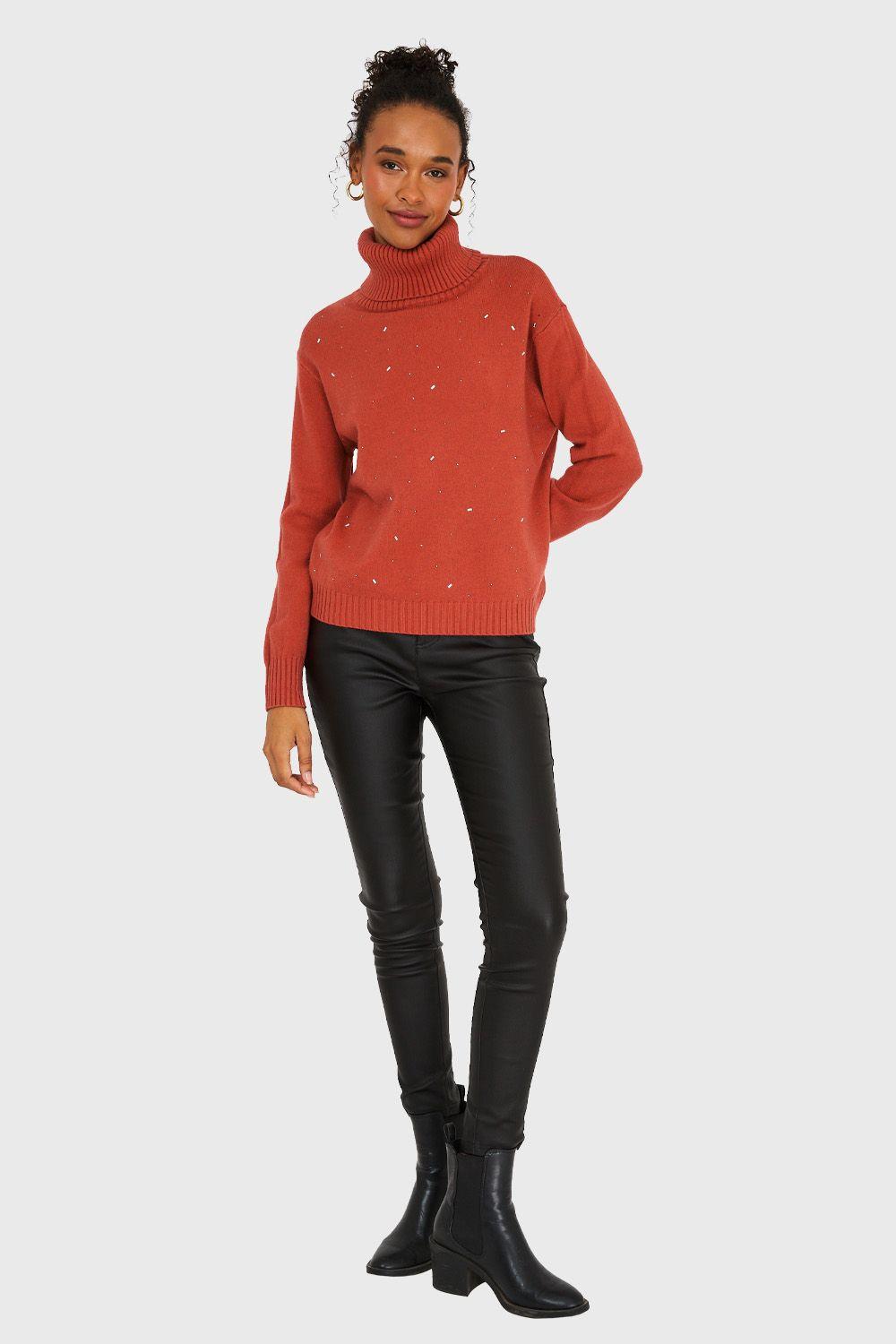 Sweater Cuello Beatle Strass Óxido Nicopoly-1