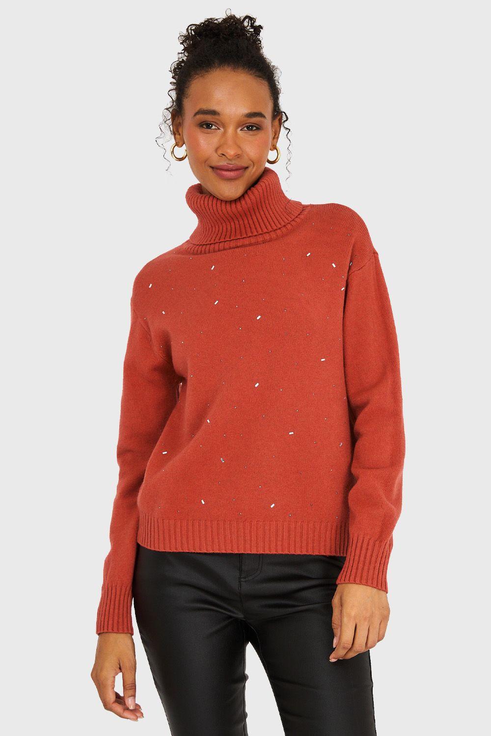 Sweater Cuello Beatle Strass Óxido Nicopoly-4