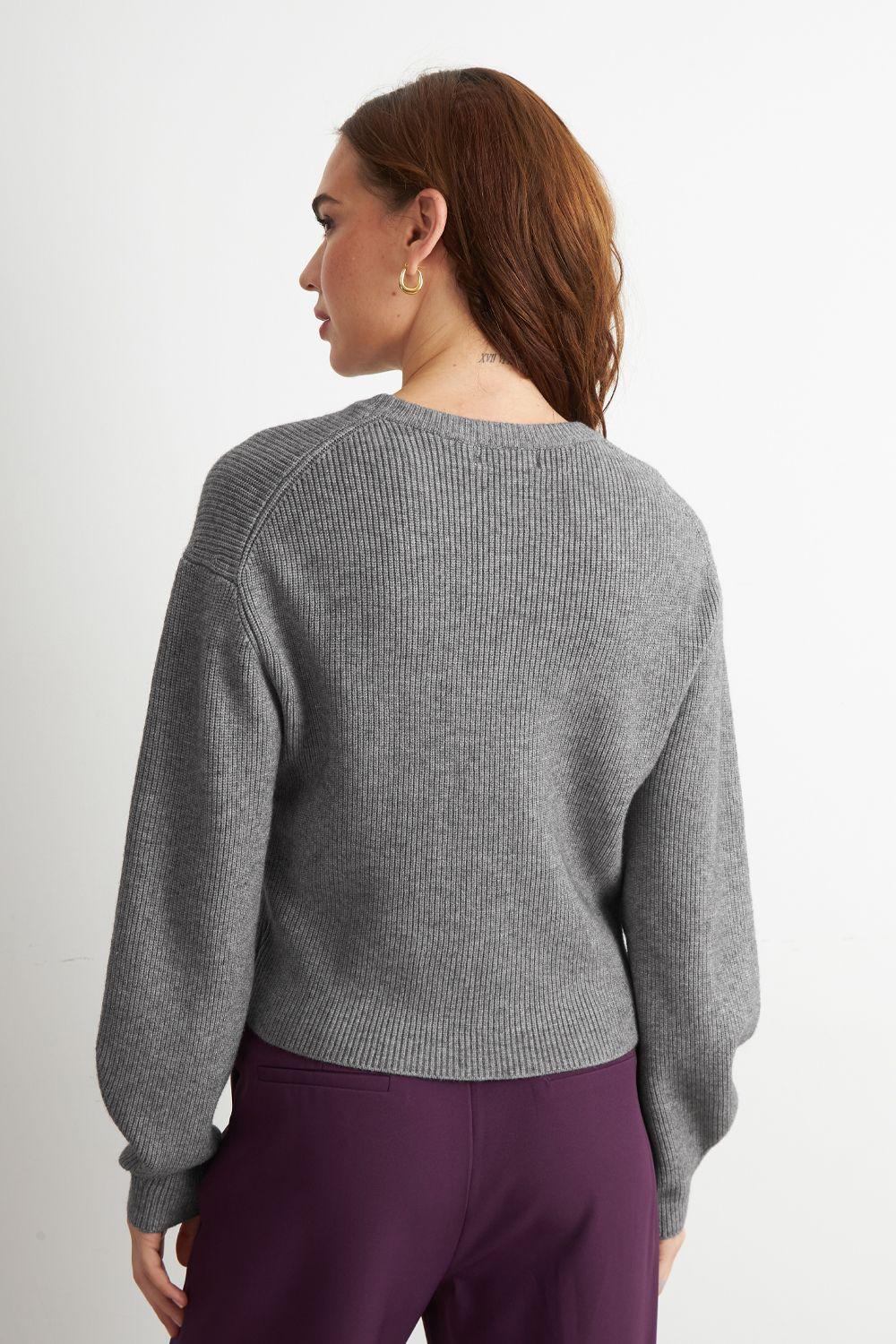 Sweater Jaspeado Cuello Redondo Gris Nicopoly-3