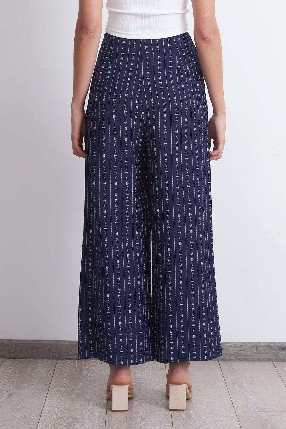Pantalón Patrón Floral Azul Marino Nicopoly-3