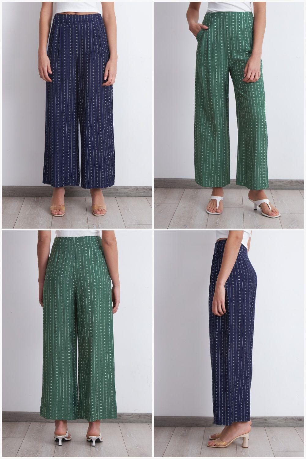 Pantalón Patrón Floral Azul Marino Nicopoly-4