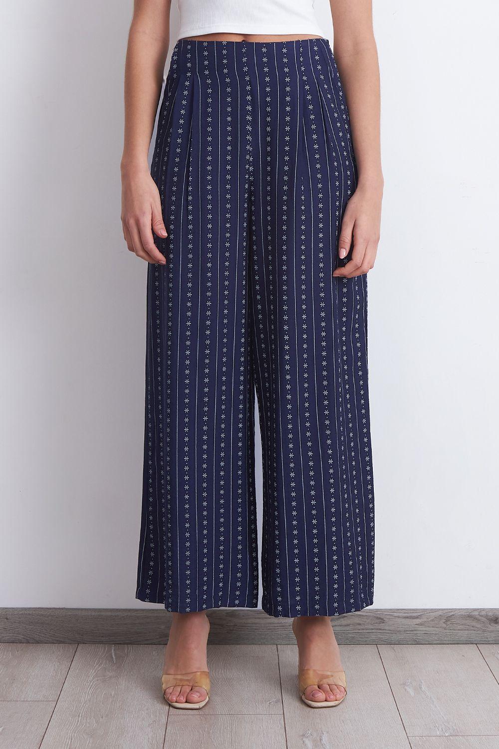 Pantalón Patrón Floral Azul Marino Nicopoly-5