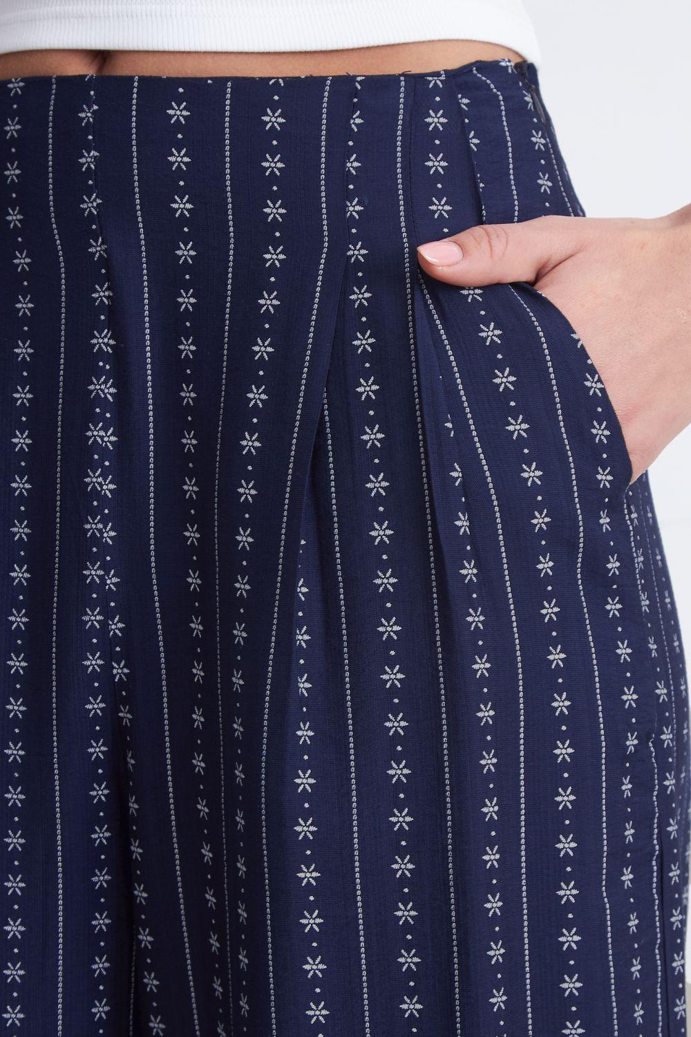 Pantalón Patrón Floral Azul Marino Nicopoly-6