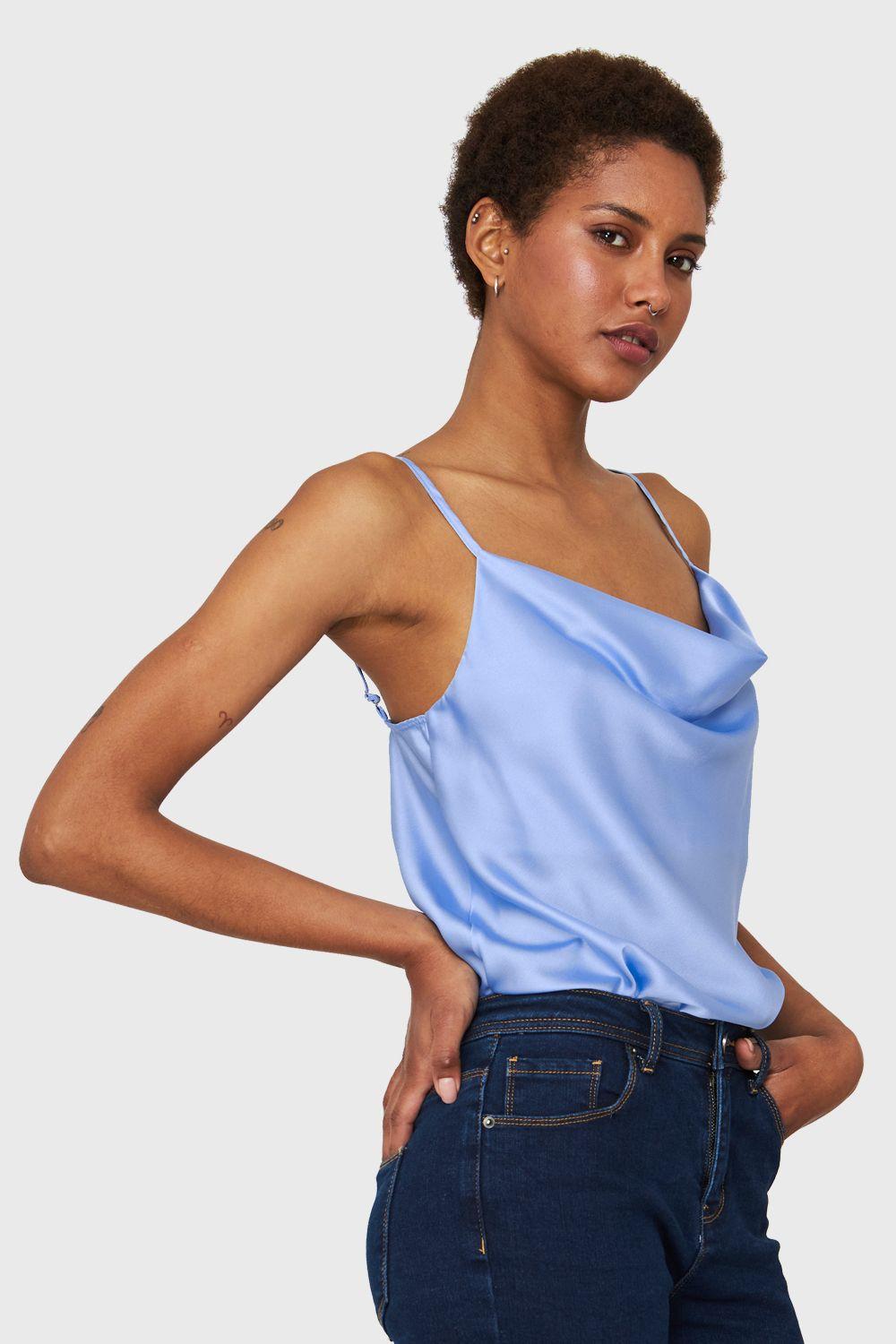 Body Escote Drapeado Celeste Nicopoly-2