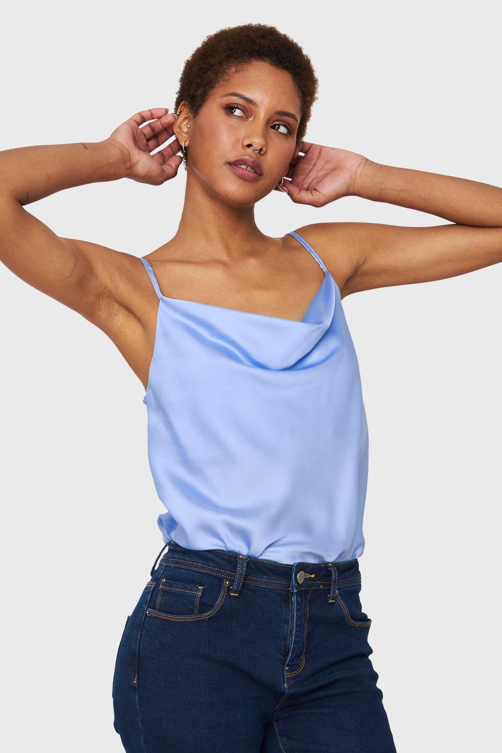 Body Escote Drapeado Celeste Nicopoly-0