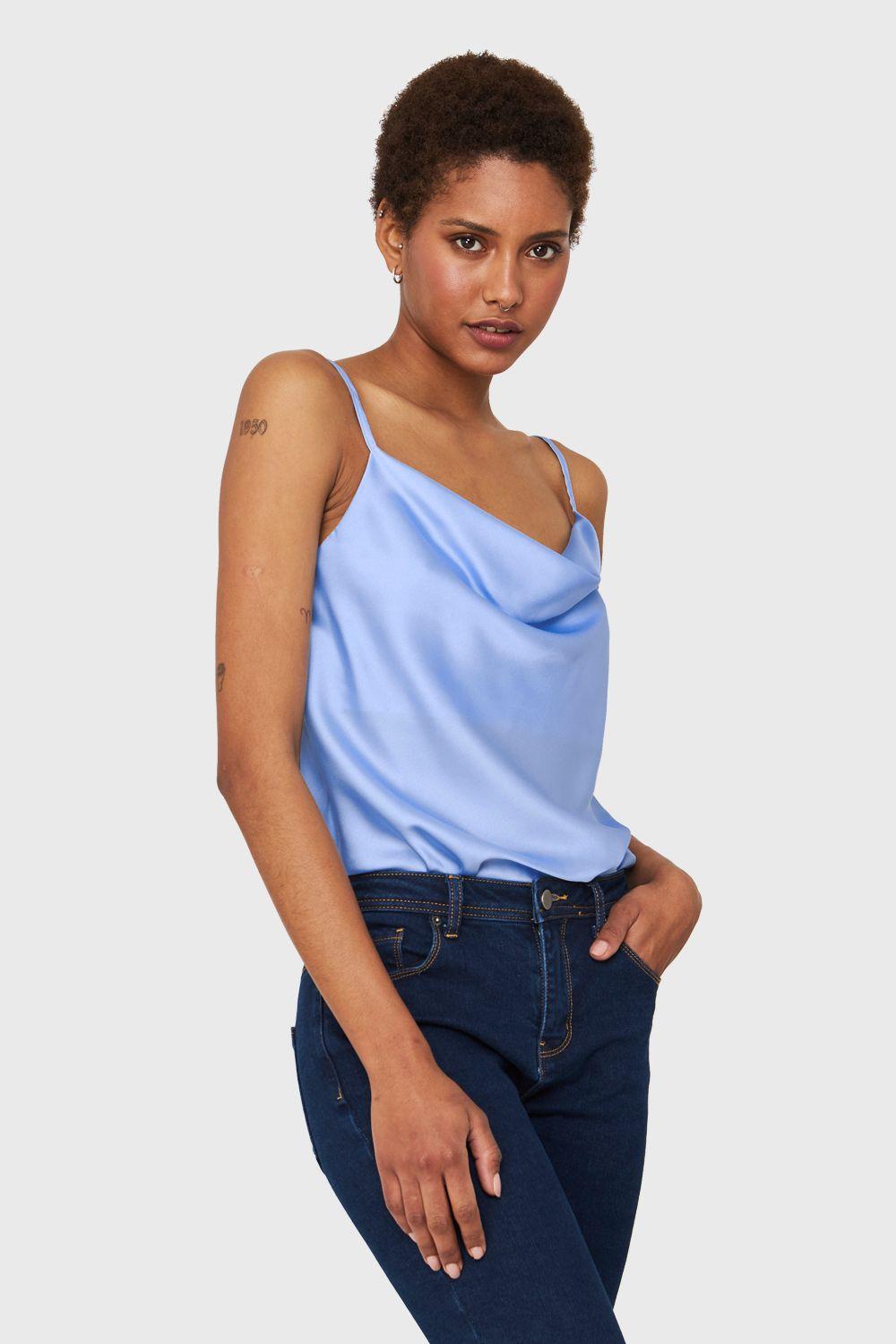 Body Escote Drapeado Celeste Nicopoly-4