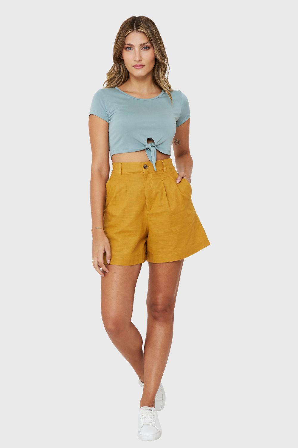 Short Tiro Alto Mostaza Nicopoly-1