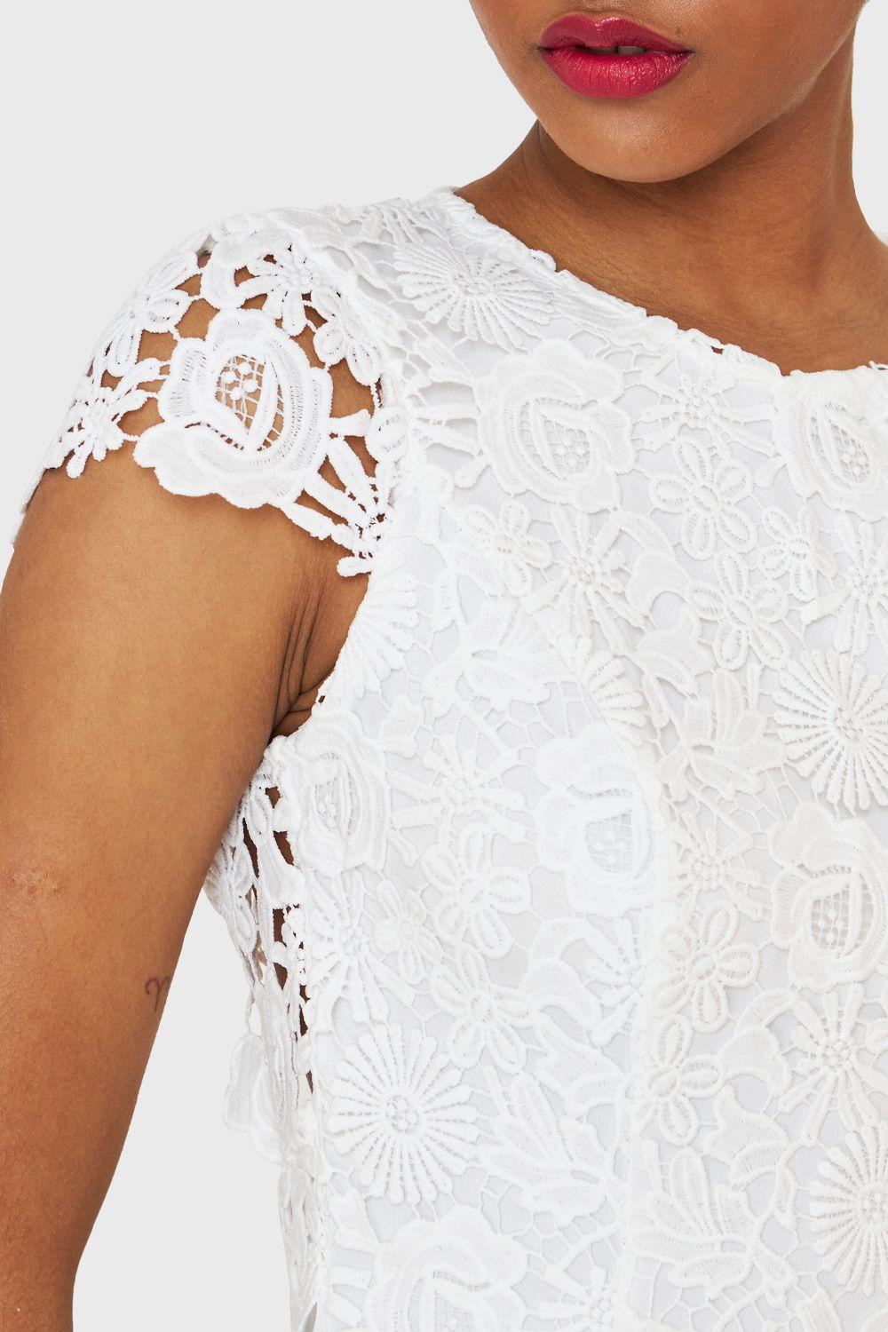 Vestido Calado Floral Blanco Nicopoly-5