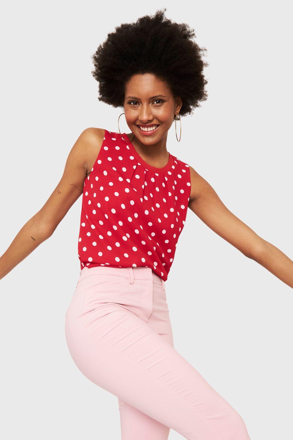 Blusa Básica Lunares Rojo Nicopoly-0