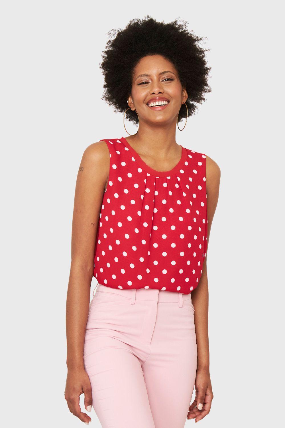 Blusa Básica Lunares Rojo Nicopoly-4