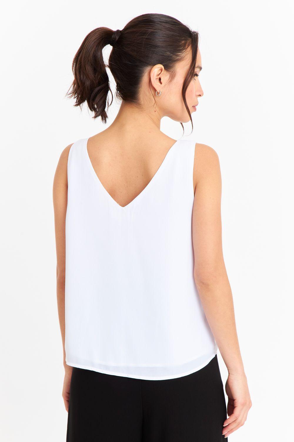 Blusa Básica Escote en V Blanco Nicopoly-3