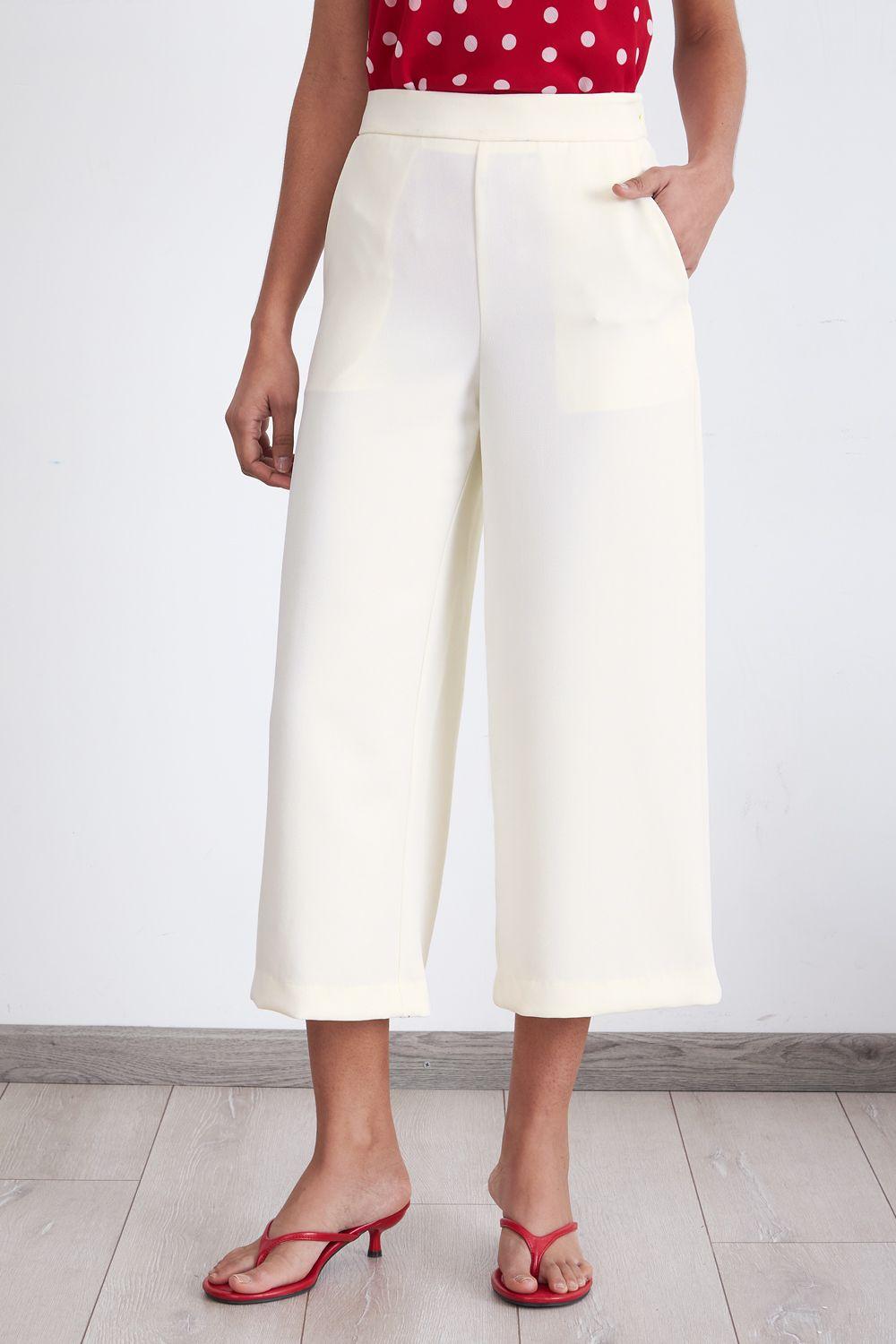 Pantalón Wide Leg Crop Blanco Nicopoly-4