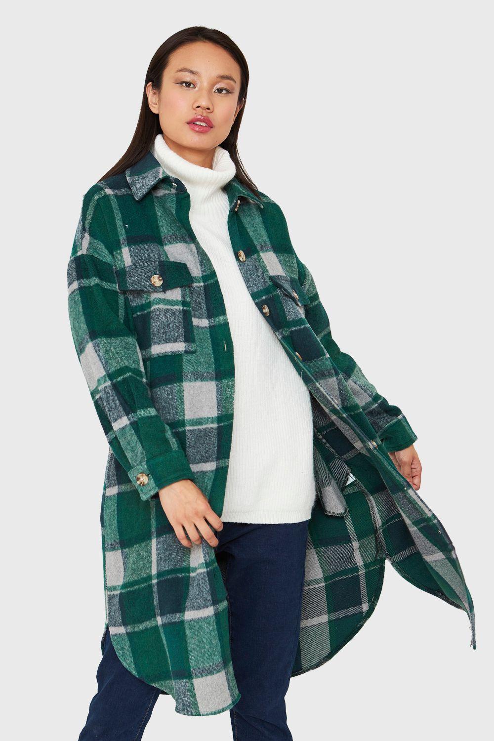 Sobrecamisa Larga Escocés Verde Nicopoly-0