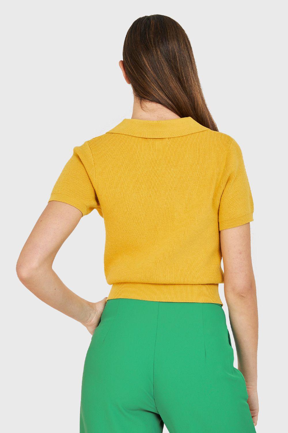 Polera Cuello Camisero Amarillo Nicopoly-3