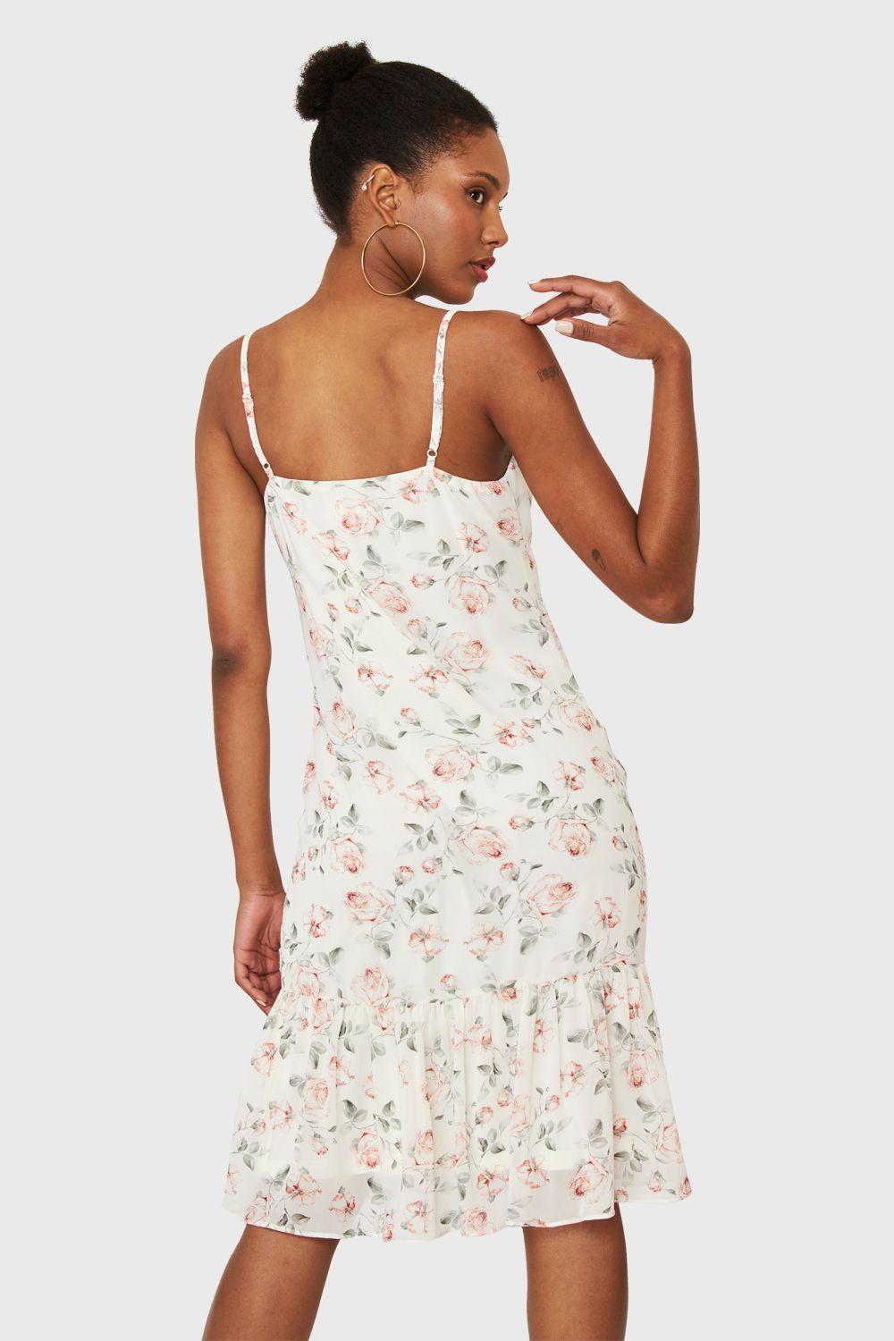 Vestido Volante Rosas Blanco Nicopoly-3