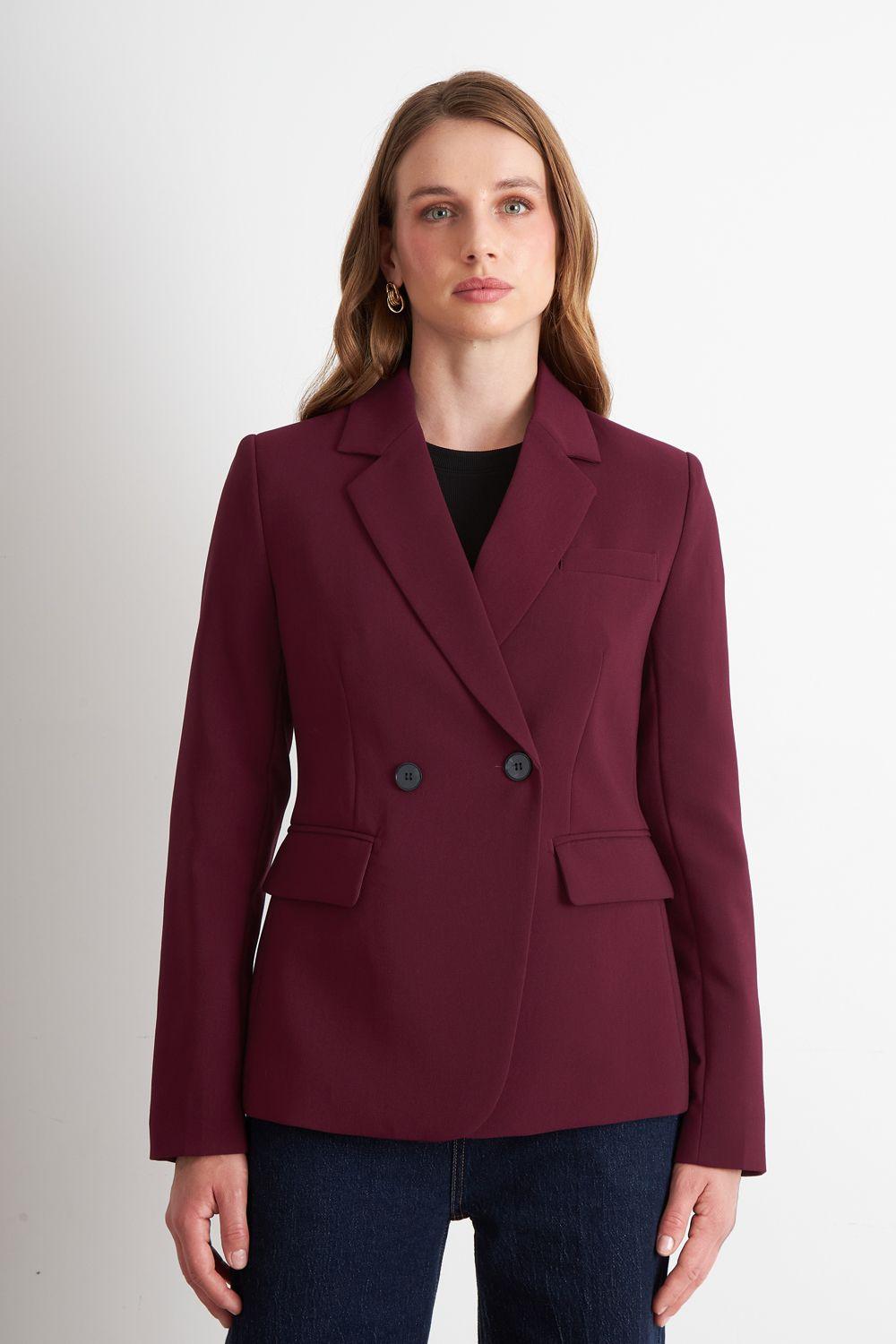 Blazer Sastrero Dos Botones Burdeo Nicopoly-4