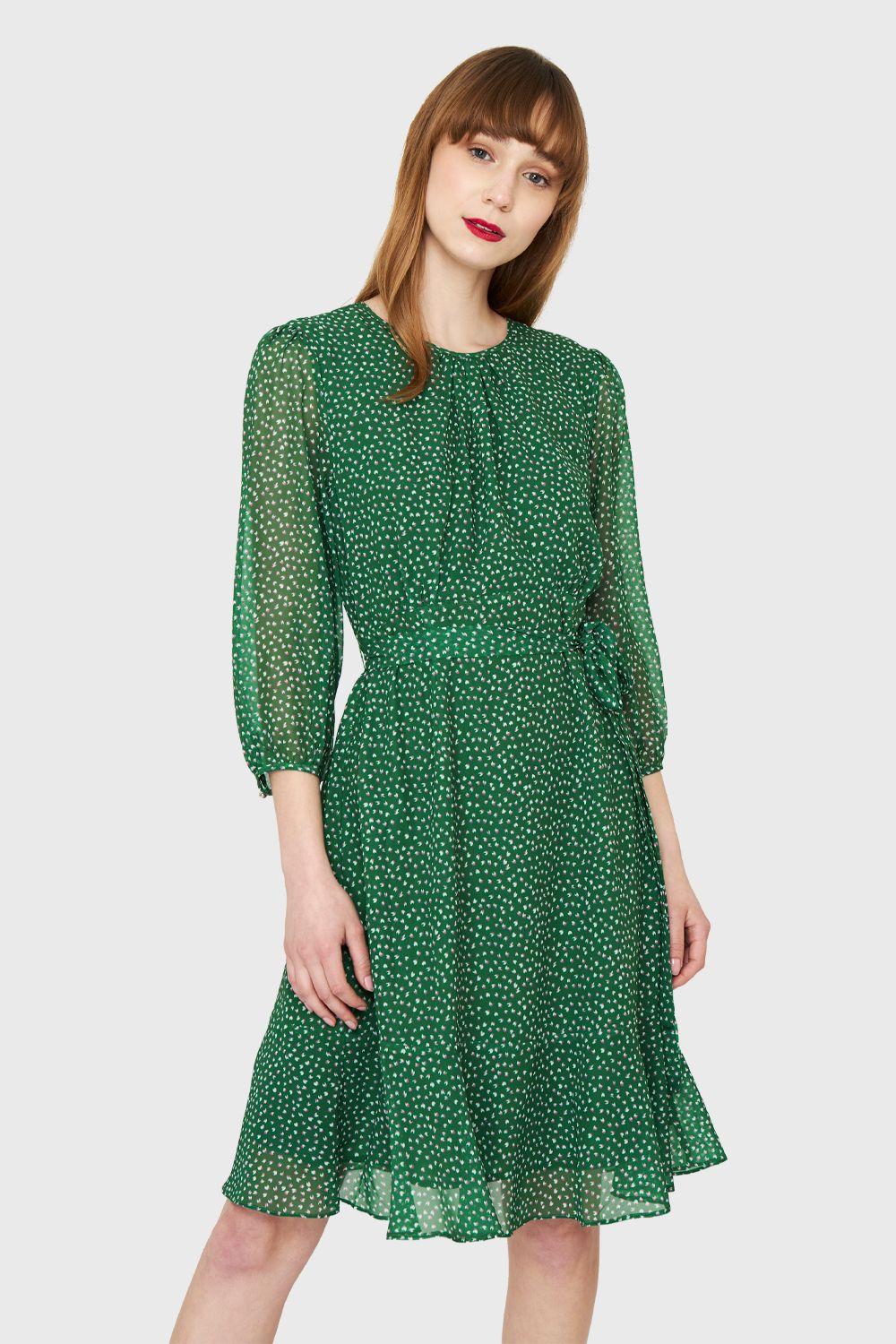 Vestido Pétalos Lazo Verde Nicopoly-0