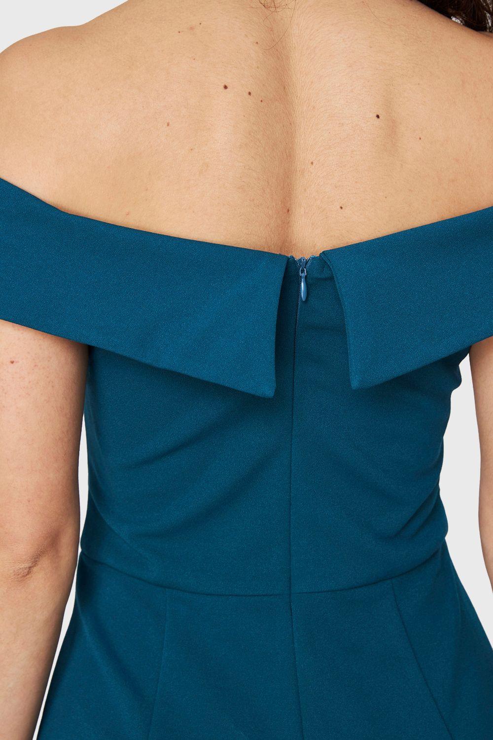 Enterito Escote Bardot Azul Petróleo Nicopoly-5