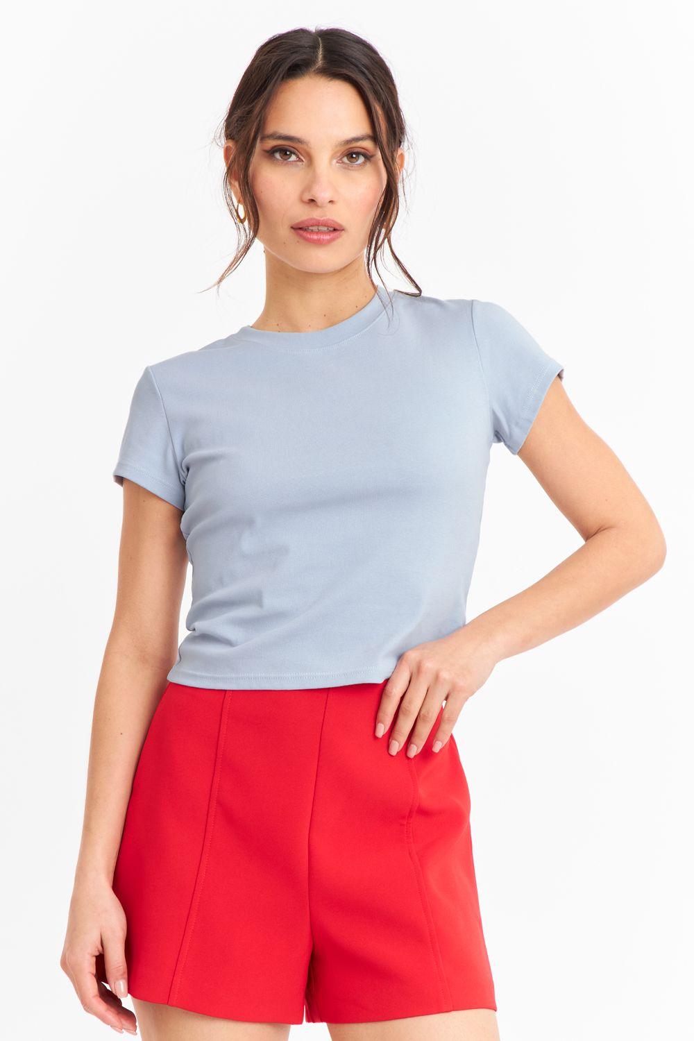 Polera Manga Corta Básica Celeste Nicopoly-0
