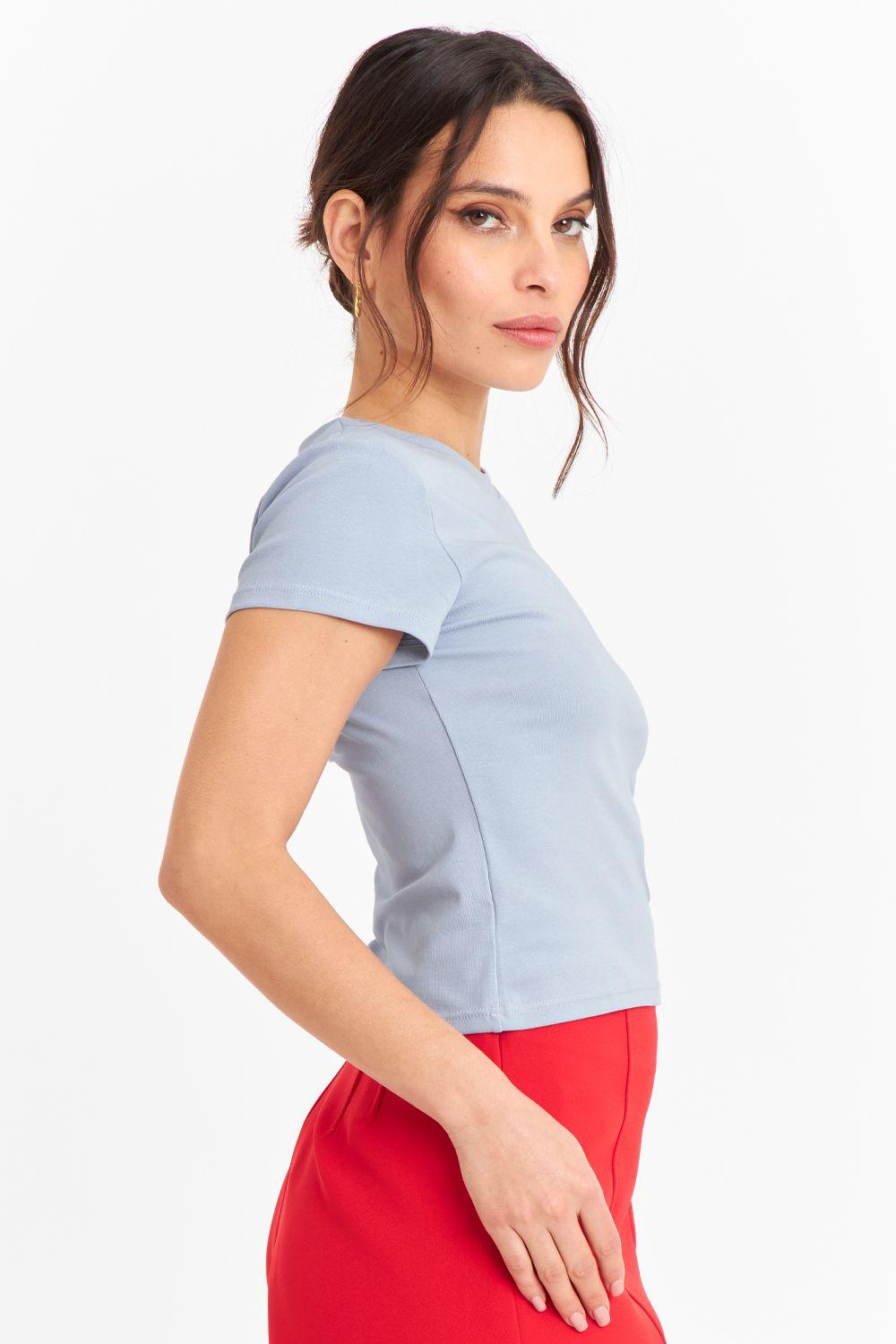 Polera Manga Corta Básica Celeste Nicopoly-2