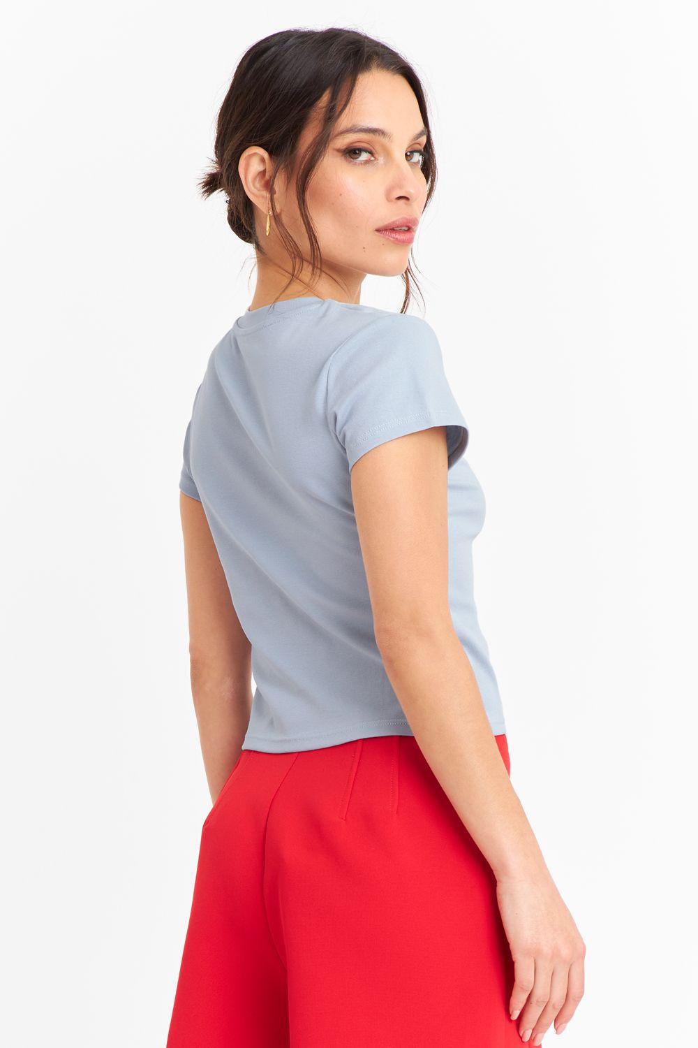 Polera Manga Corta Básica Celeste Nicopoly-3