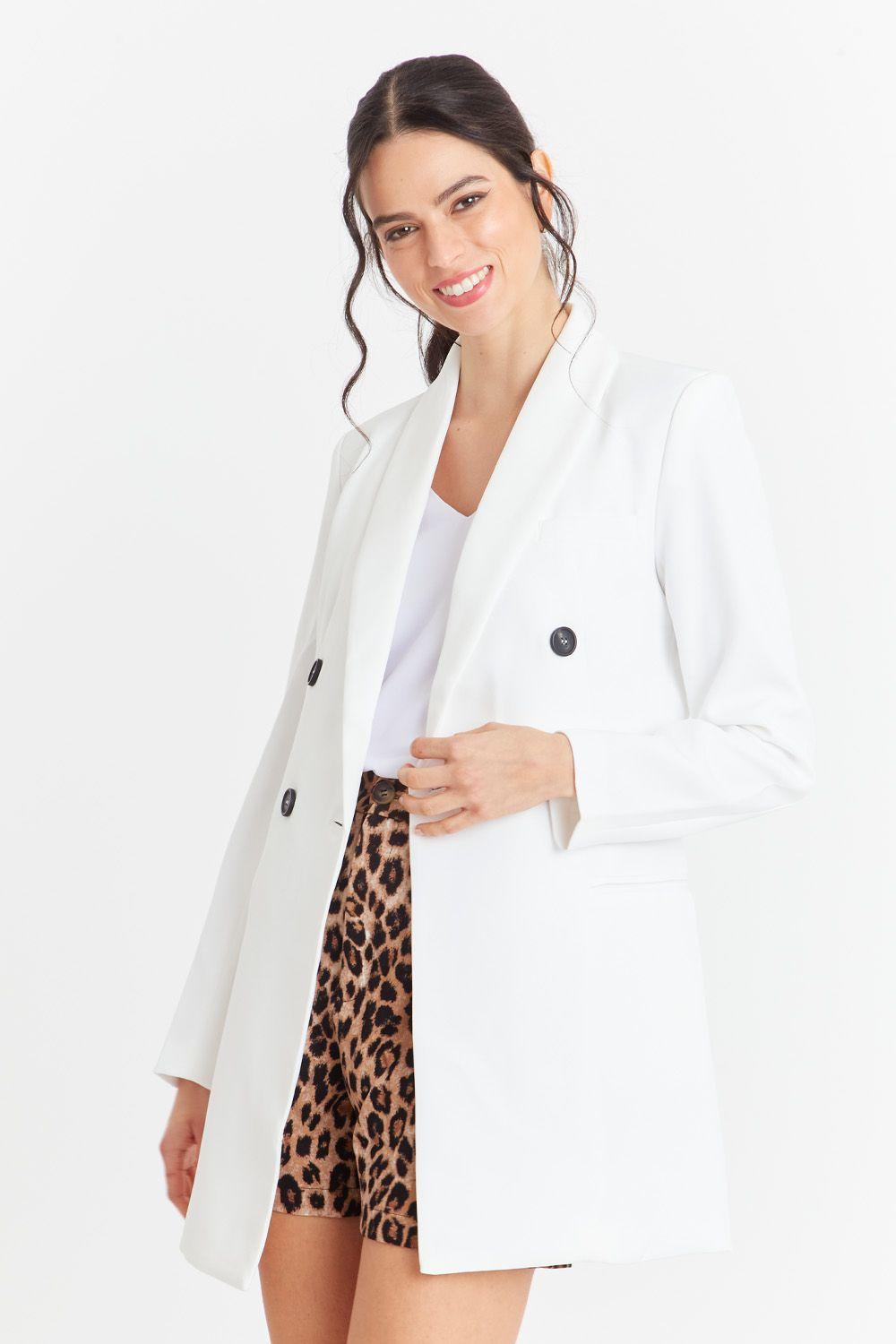 Blazer Cuello Cruzado Blanco Nicopoly-0