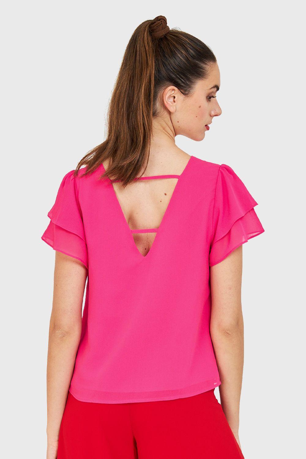 Blusa Básica Vuelos Fucsia Nicopoly-3