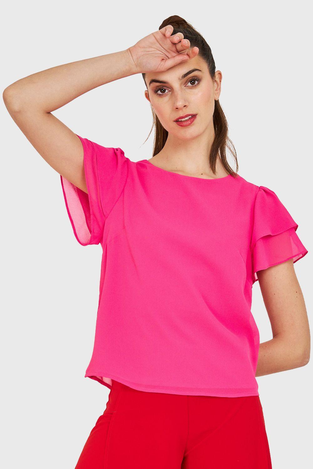 Blusa Básica Vuelos Fucsia Nicopoly-0
