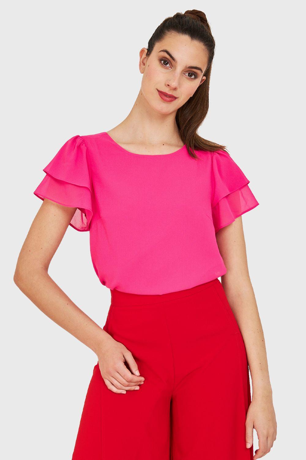 Blusa Básica Vuelos Fucsia Nicopoly-4