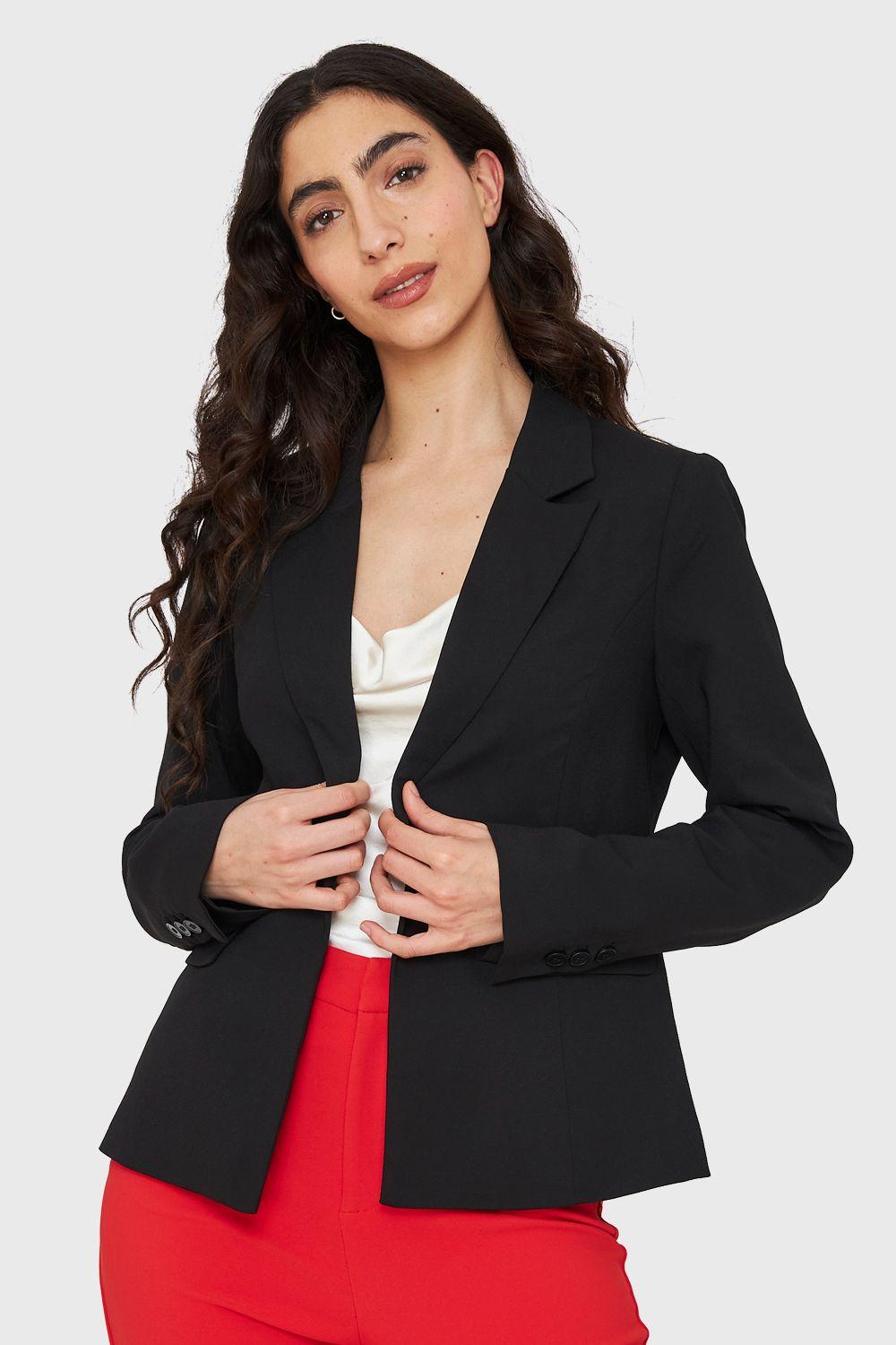 Blazer Bolsillos Solapas Negro Nicopoly-0