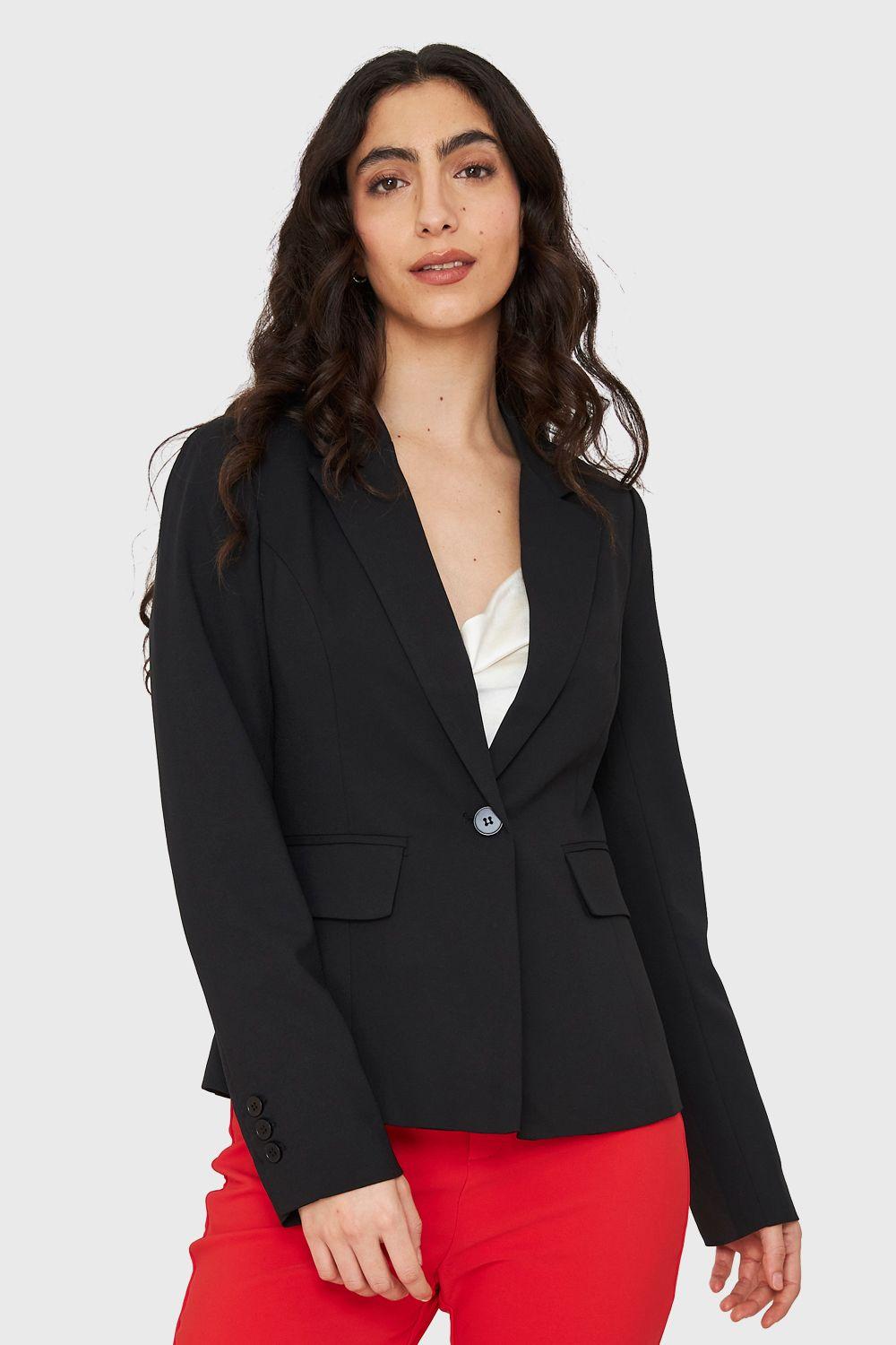 Blazer Bolsillos Solapas Negro Nicopoly-4