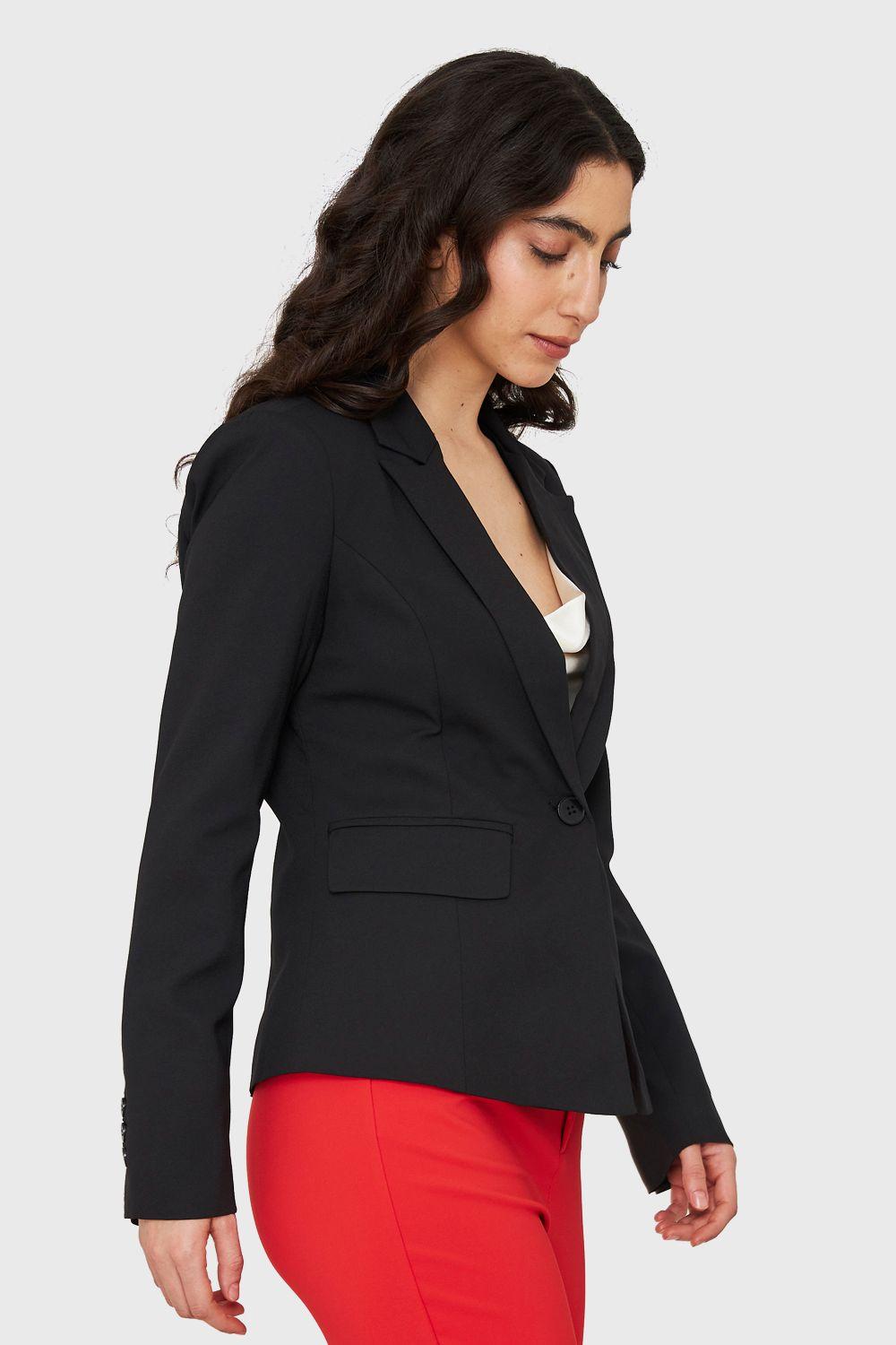 Blazer Bolsillos Solapas Negro Nicopoly-2