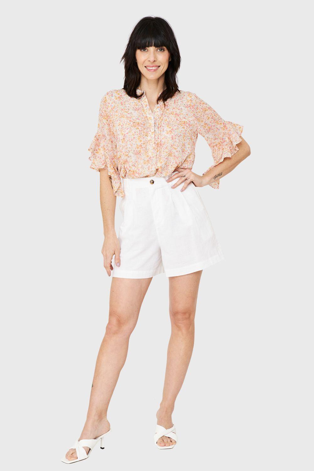 Blusa Floral Manga 3/4 Rosa Nicopoly-1