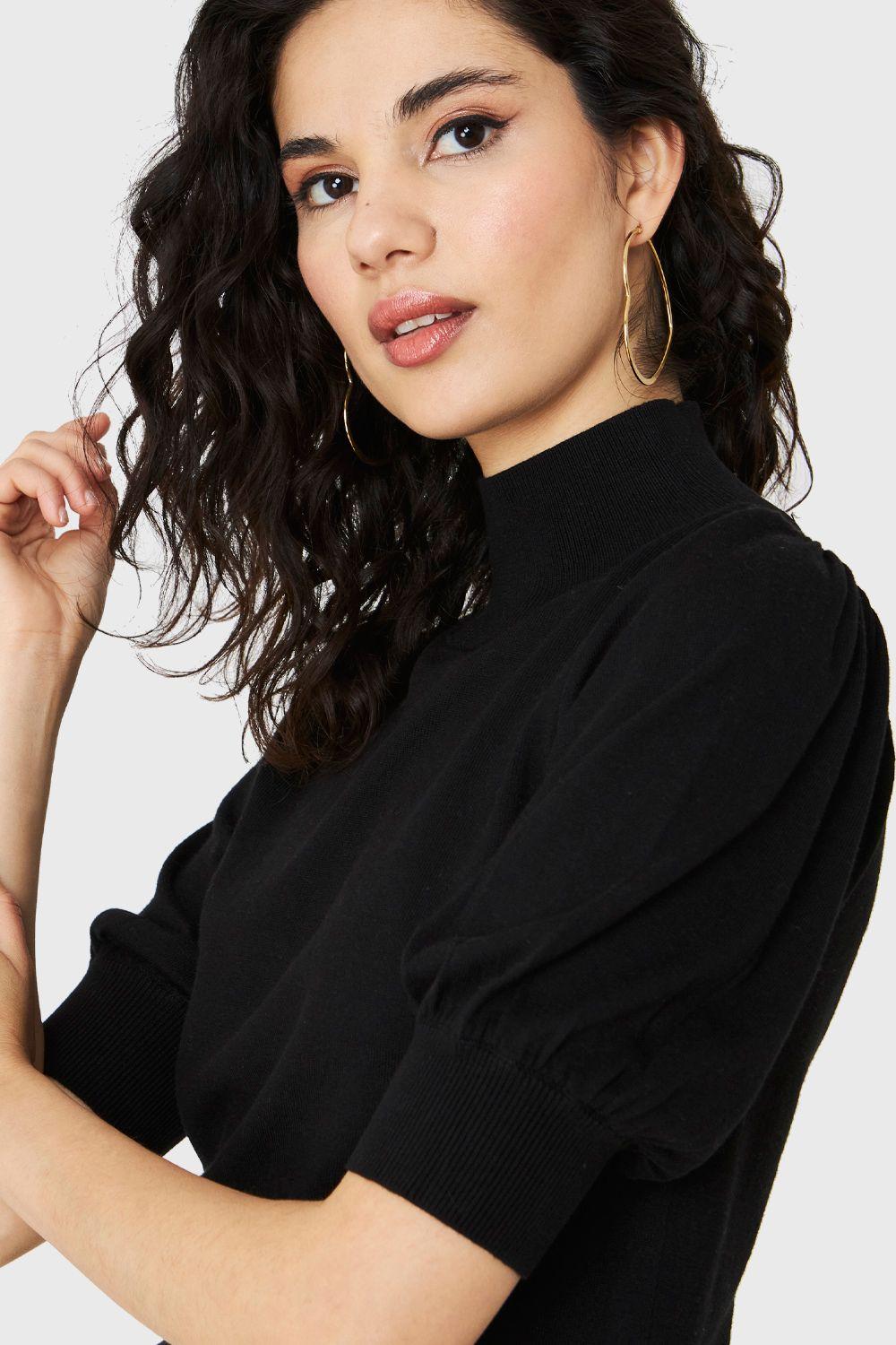 Tejido Beatle Manga Globo Negro Nicopoly-5