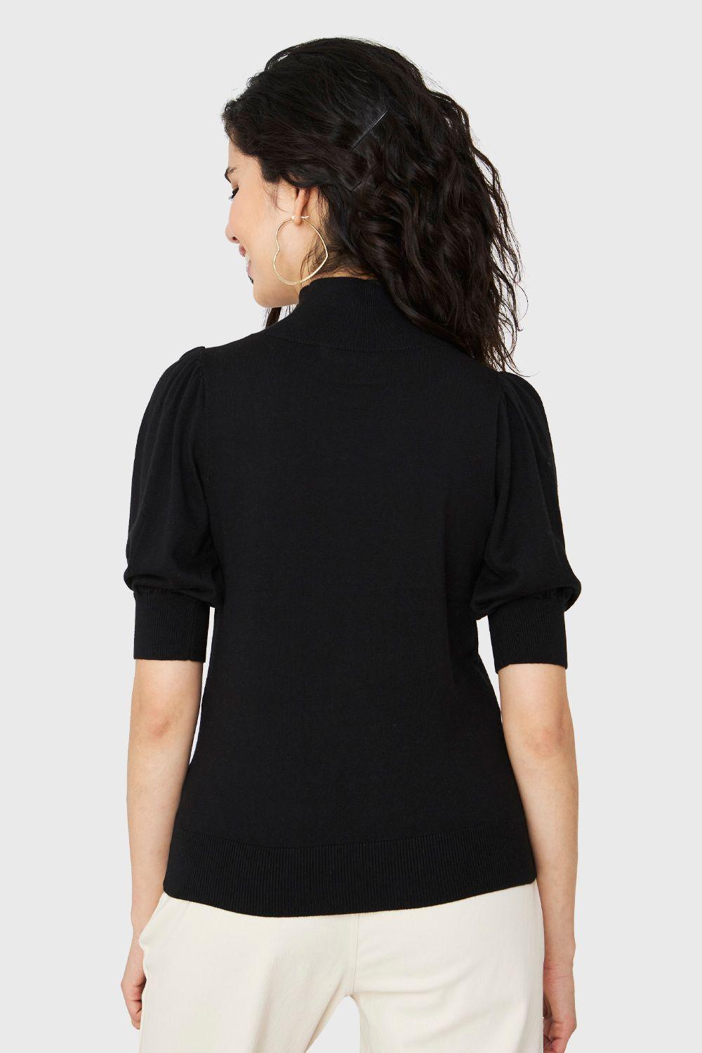 Tejido Beatle Manga Globo Negro Nicopoly-3