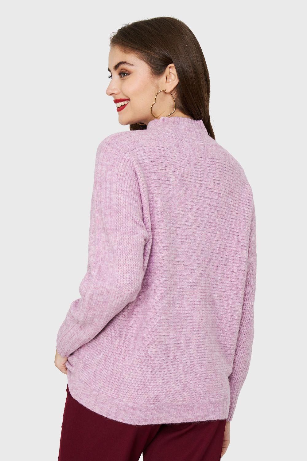 Sweater Cuello Alto Acanalado Lila Nicopoly-3
