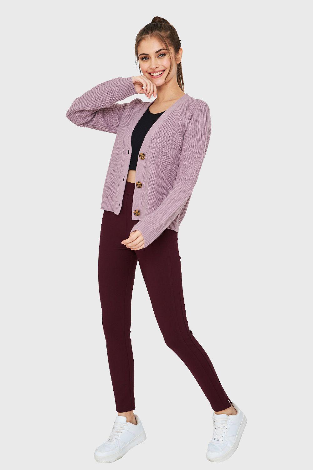 Cárdigan Manga Ranglán Lila Nicopoly-1