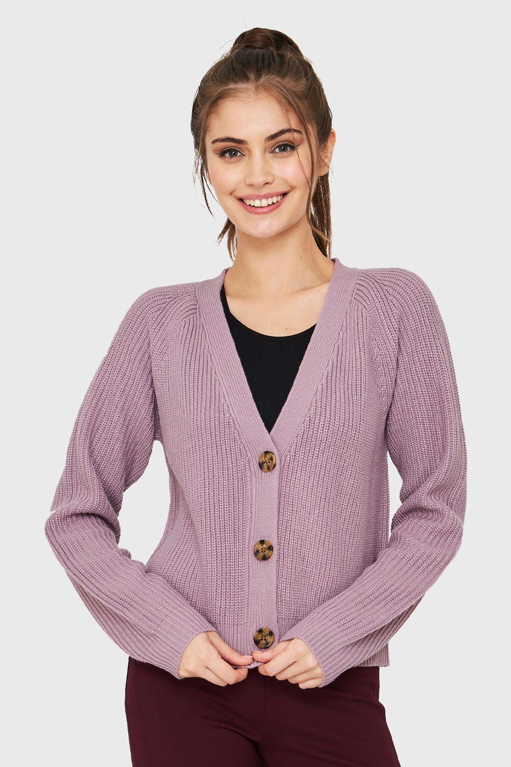 Cárdigan Manga Ranglán Lila Nicopoly-4