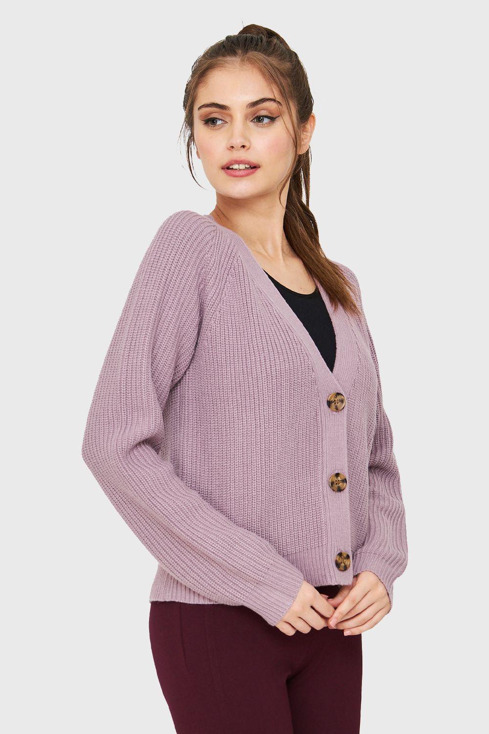 Cárdigan Manga Ranglán Lila Nicopoly-2