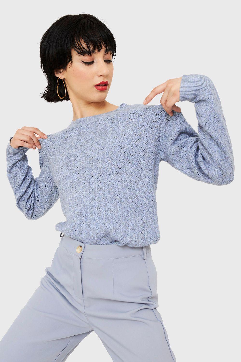 Sweater Punto Fantasía Celeste Nicopoly-0