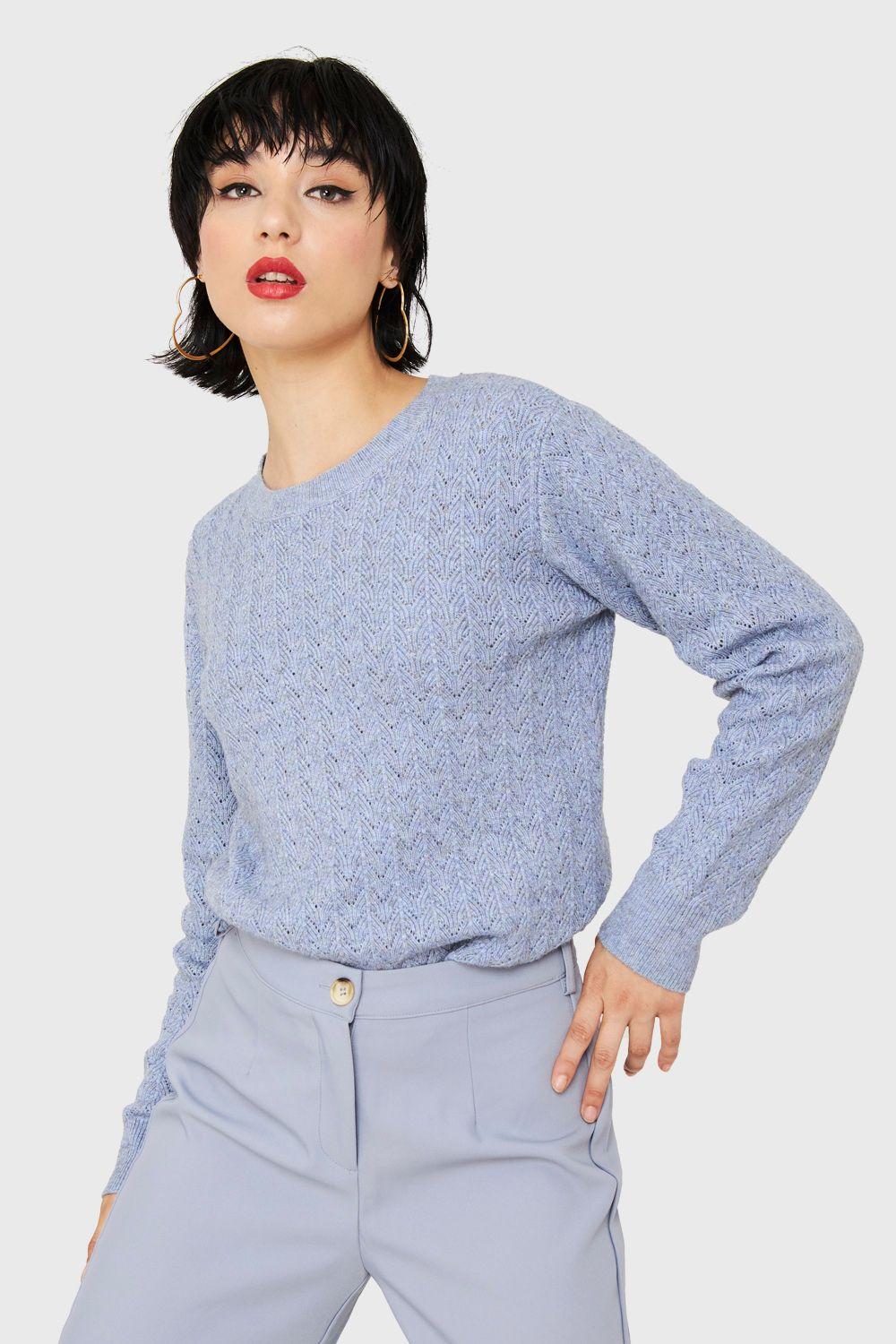 Sweater Punto Fantasía Celeste Nicopoly-4